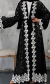 Black & White Lace Abaya - Xarrago